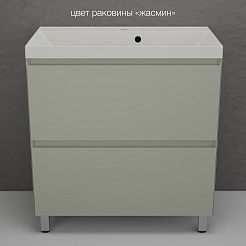 Style Line Тумба с кварцевой раковиной жасмин Манхэттен 80 Plus эмаль олива матовая – фотография-2